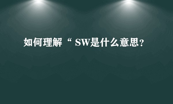 如何理解“ SW是什么意思？