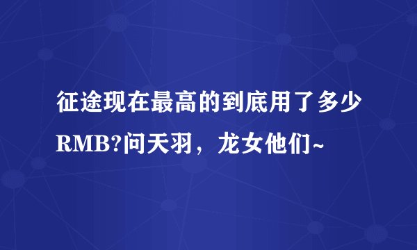 征途现在最高的到底用了多少RMB?问天羽，龙女他们~