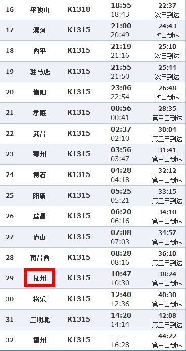 K1315次列车在抚州新站还是老站？