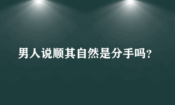 男人说顺其自然是分手吗？