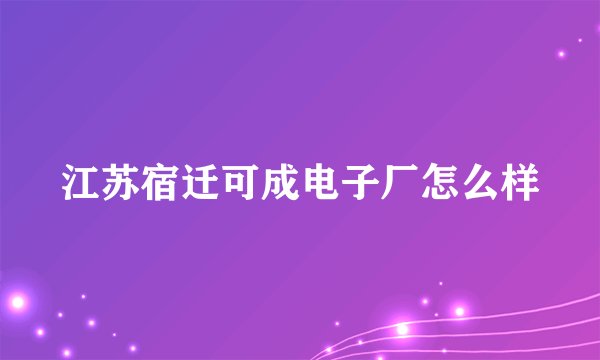 江苏宿迁可成电子厂怎么样