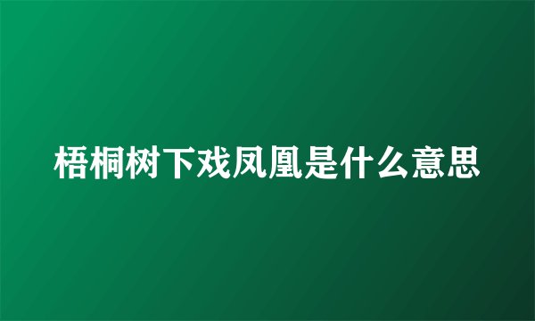 梧桐树下戏凤凰是什么意思