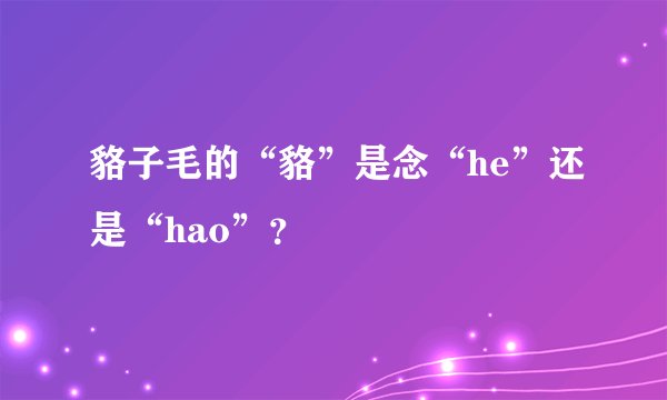 貉子毛的“貉”是念“he”还是“hao”？