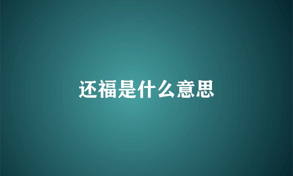 还福是什么意思