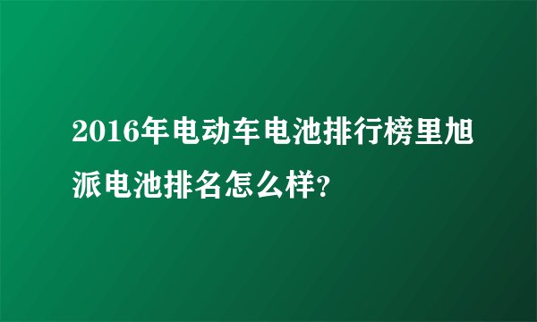2016年电动车电池排行榜里旭派电池排名怎么样？