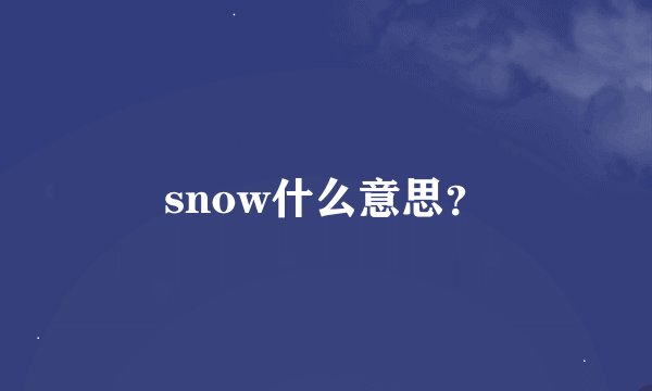 snow什么意思？