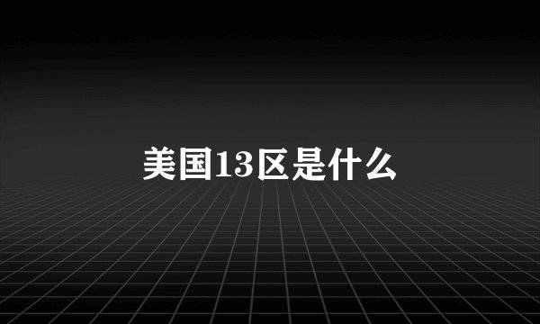 美国13区是什么