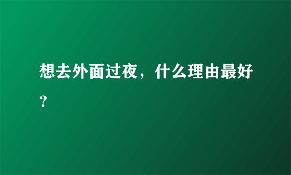 想去外面过夜，什么理由最好？