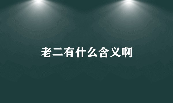 老二有什么含义啊
