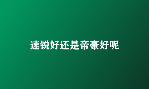 速锐好还是帝豪好呢