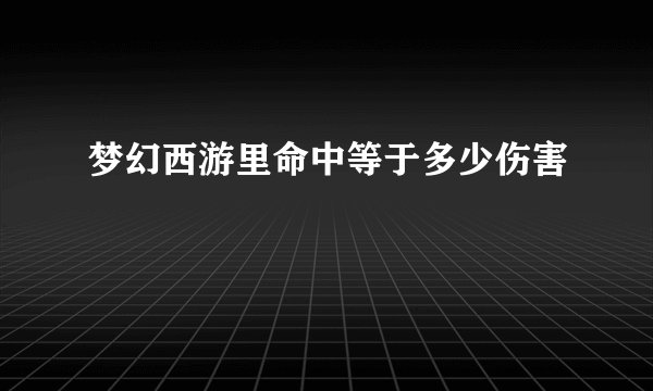 梦幻西游里命中等于多少伤害