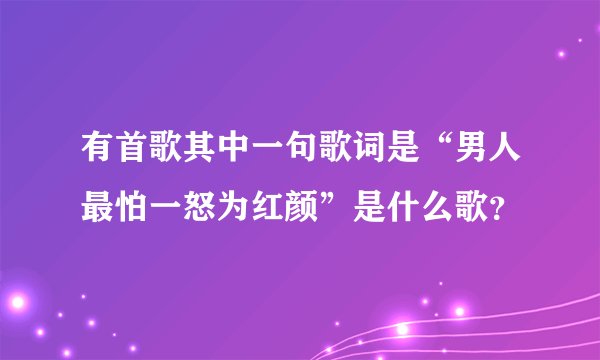 有首歌其中一句歌词是“男人最怕一怒为红颜”是什么歌?