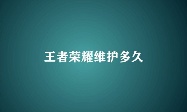王者荣耀维护多久