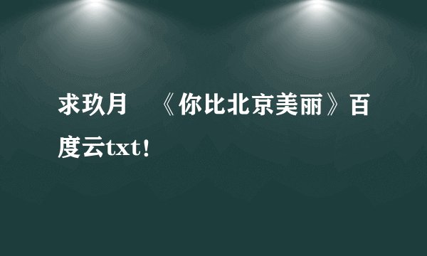 求玖月晞《你比北京美丽》百度云txt！