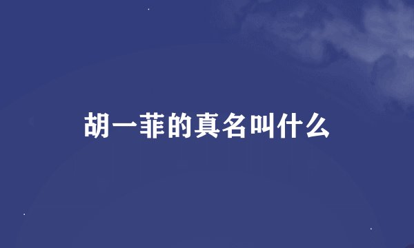 胡一菲的真名叫什么