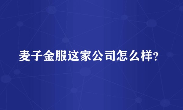 麦子金服这家公司怎么样？