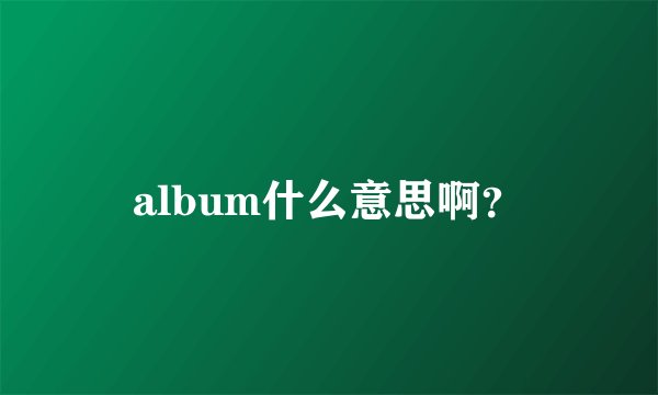 album什么意思啊？