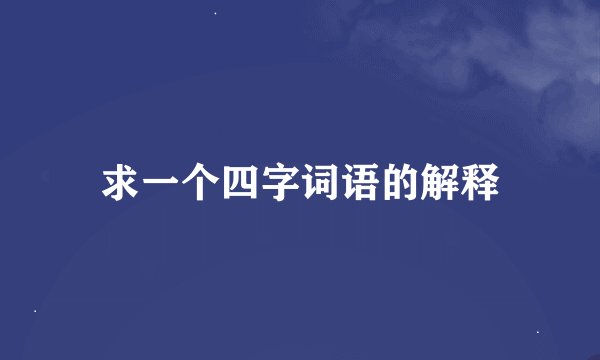 求一个四字词语的解释