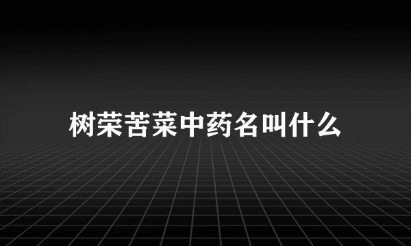 树荣苦菜中药名叫什么