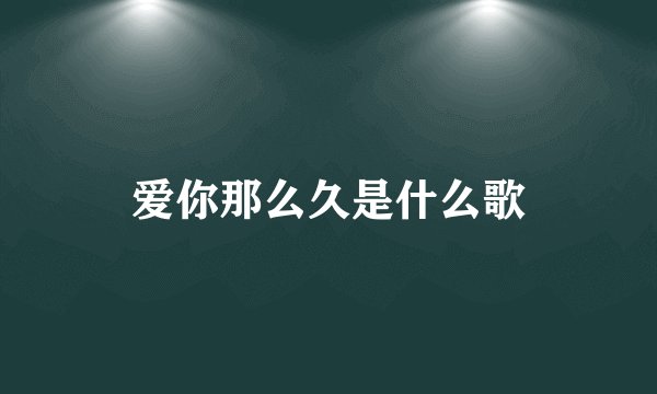 爱你那么久是什么歌
