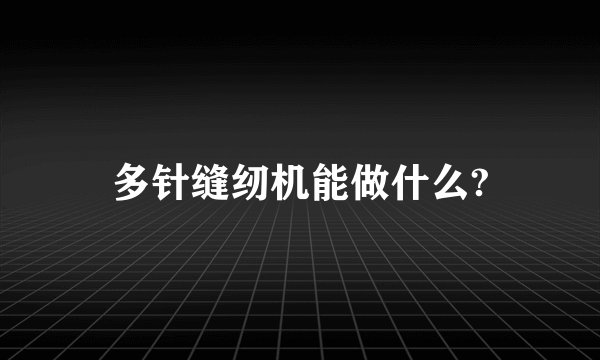 多针缝纫机能做什么?