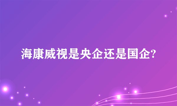 海康威视是央企还是国企?