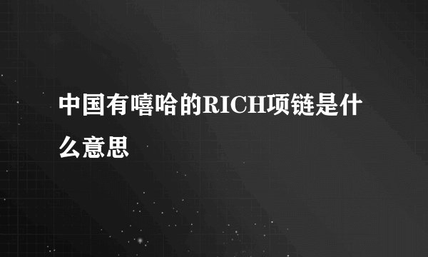 中国有嘻哈的RICH项链是什么意思