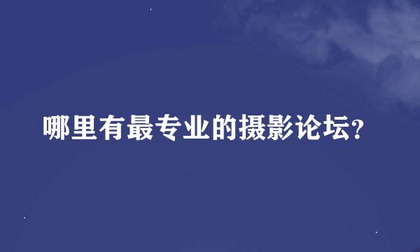 哪里有最专业的摄影论坛？