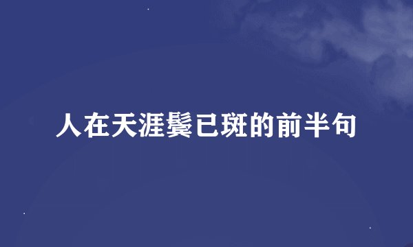 人在天涯鬓已斑的前半句