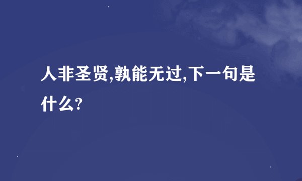 人非圣贤,孰能无过,下一句是什么?