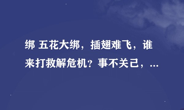 绑 五花大绑，插翅难飞，谁来打救解危机？事不关己，话之你死，鸡同鸭讲勿放弃。猜什么生肖？？？？