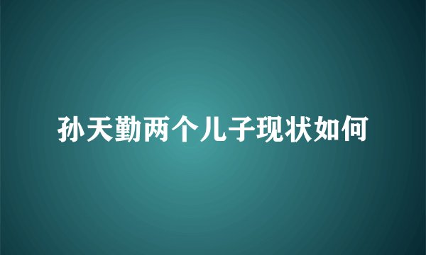 孙天勤两个儿子现状如何