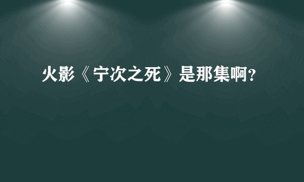 火影《宁次之死》是那集啊？