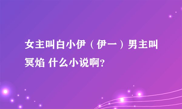 女主叫白小伊（伊一）男主叫冥焰 什么小说啊？