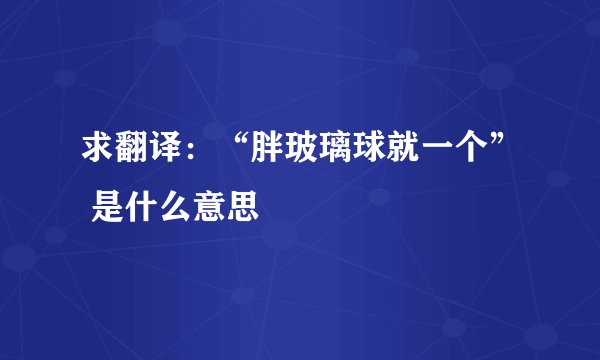 求翻译：“胖玻璃球就一个” 是什么意思