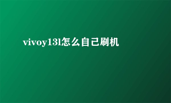 vivoy13l怎么自己刷机