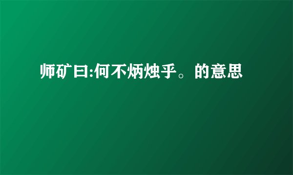 师矿曰:何不炳烛乎。的意思
