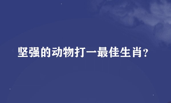 坚强的动物打一最佳生肖？
