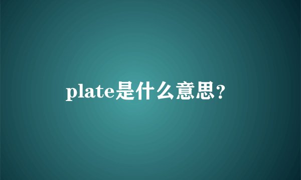 plate是什么意思？