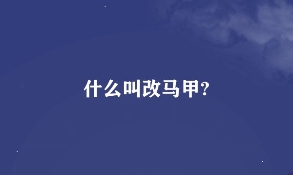什么叫改马甲?