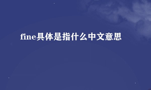 fine具体是指什么中文意思