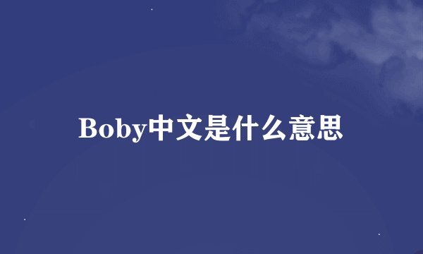 Boby中文是什么意思