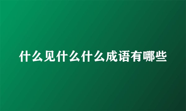 什么见什么什么成语有哪些