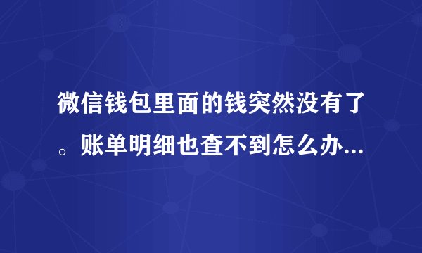 微信钱包里面的钱突然没有了。账单明细也查不到怎么办我该怎么办微信？