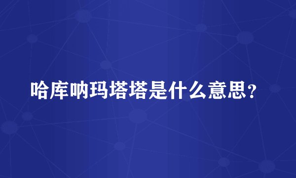哈库呐玛塔塔是什么意思？