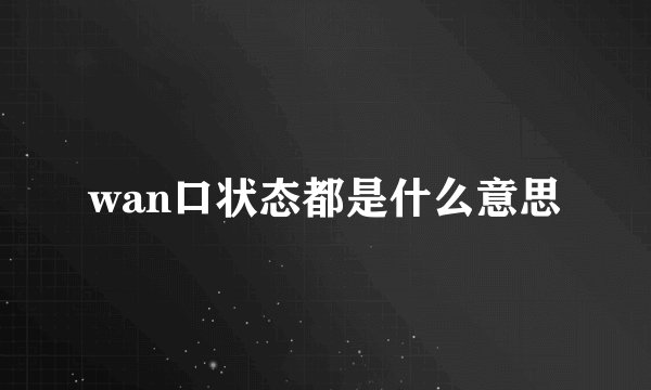 wan口状态都是什么意思