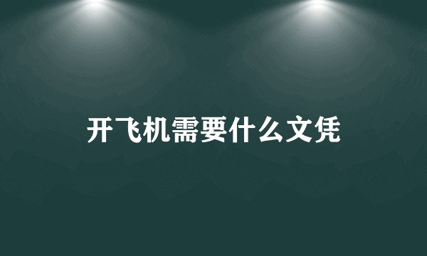 开飞机需要什么文凭