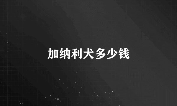 加纳利犬多少钱