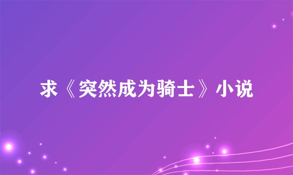 求《突然成为骑士》小说
