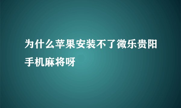 为什么苹果安装不了微乐贵阳手机麻将呀